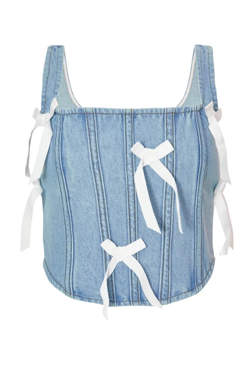 Quiz Denim Bow Detail Corset Top Hot