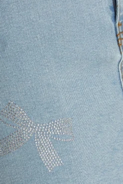 Quiz Denim Bow Embellished Skirt New