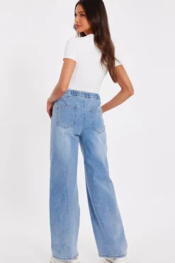 Quiz Denim Drawstring Waist Jeans Discount