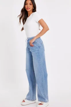 Quiz Denim Drawstring Waist Jeans Discount