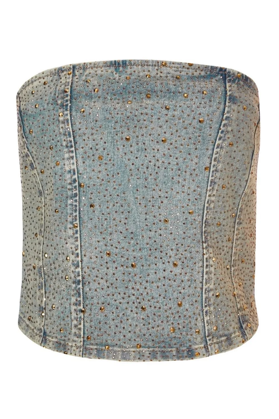 Quiz Denim Embellished Bandeau Top Outlet