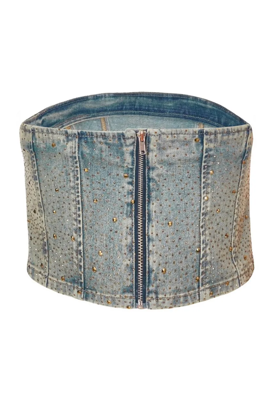 Quiz Denim Embellished Bandeau Top Outlet
