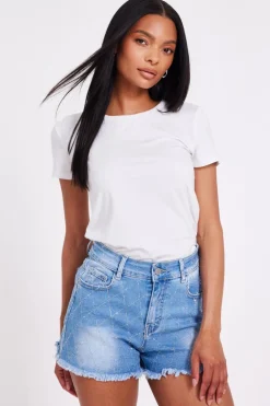Quiz Denim Embellished Shorts Online