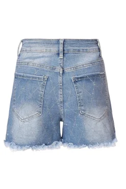 Quiz Denim Embellished Shorts Online