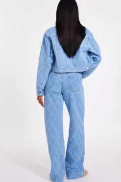 Quiz Denim Textured Wide Leg Jeans Best