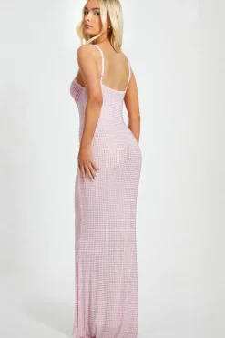 Quiz Dusty Pink Diamante Maxi Dress Best
