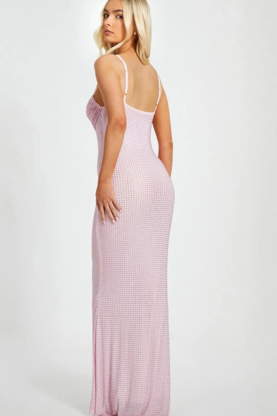 Quiz Dusty Pink Diamante Maxi Dress Best