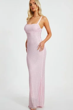 Quiz Dusty Pink Diamante Maxi Dress Best
