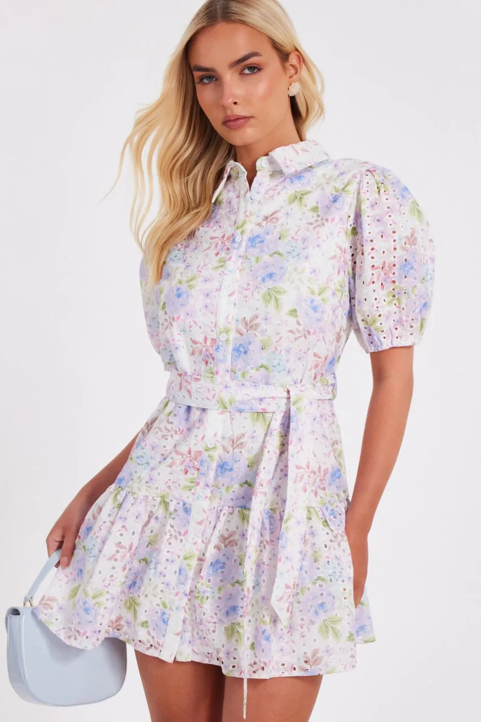 Quiz Embroidered Floral Shirt Dress Discount