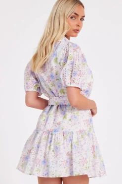 Quiz Embroidered Floral Shirt Dress Discount