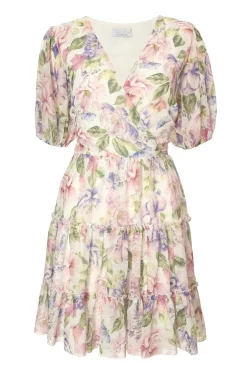 Quiz Floral Chiffon Frill Mini Dress Hot