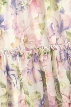 Quiz Floral Chiffon Frill Mini Dress Hot