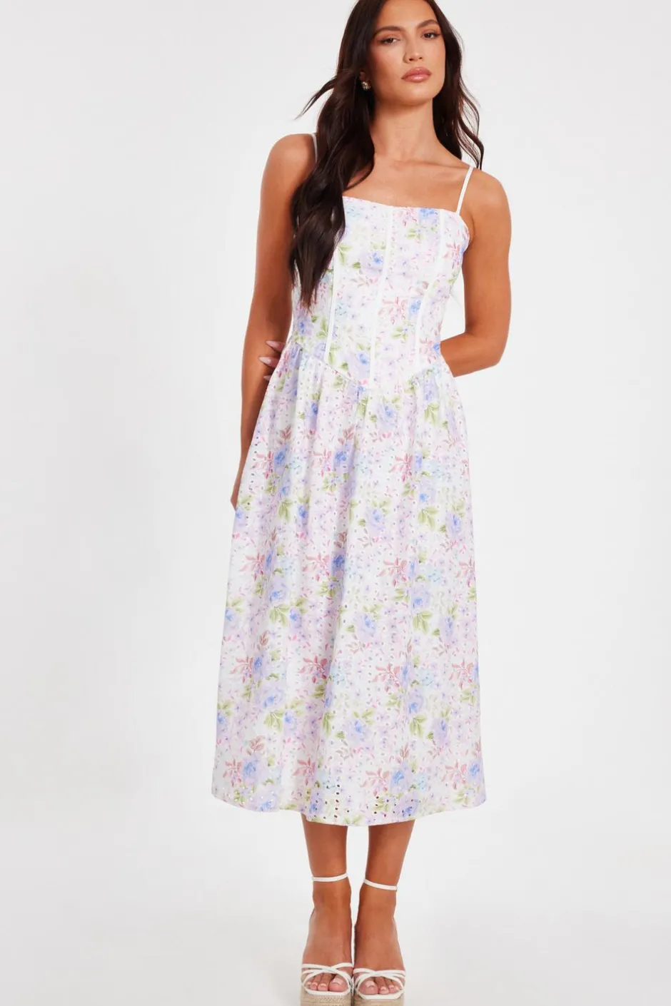 Quiz Floral Embroidered Midi Dress Hot