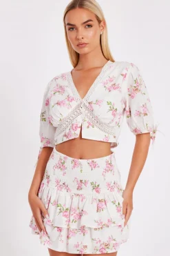 Quiz Floral Lace Crop Top Sale