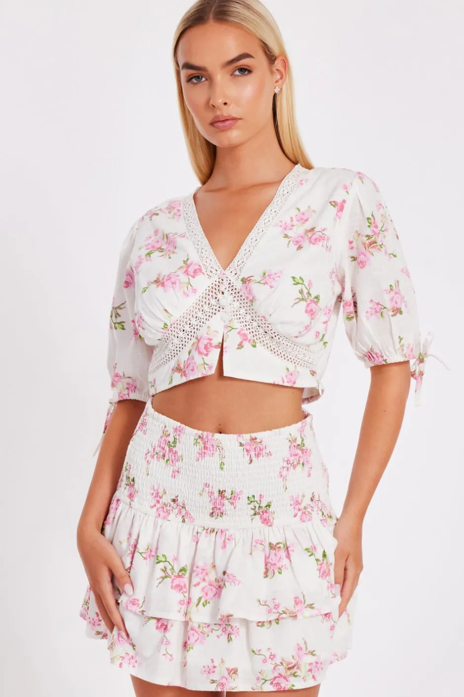 Quiz Floral Lace Crop Top Sale