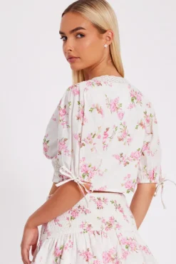 Quiz Floral Lace Crop Top Sale