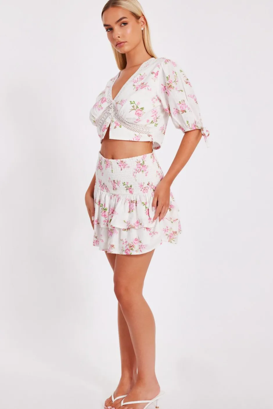 Quiz Floral Lace Crop Top Sale
