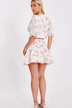 Quiz Floral Tiered Mini Skirt Discount