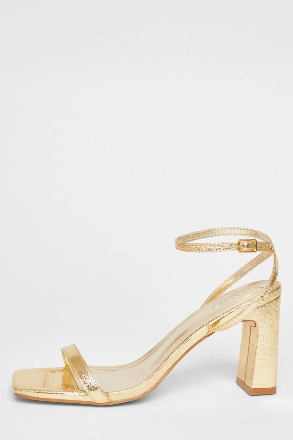 Quiz Barely There Block Heels Gold New
