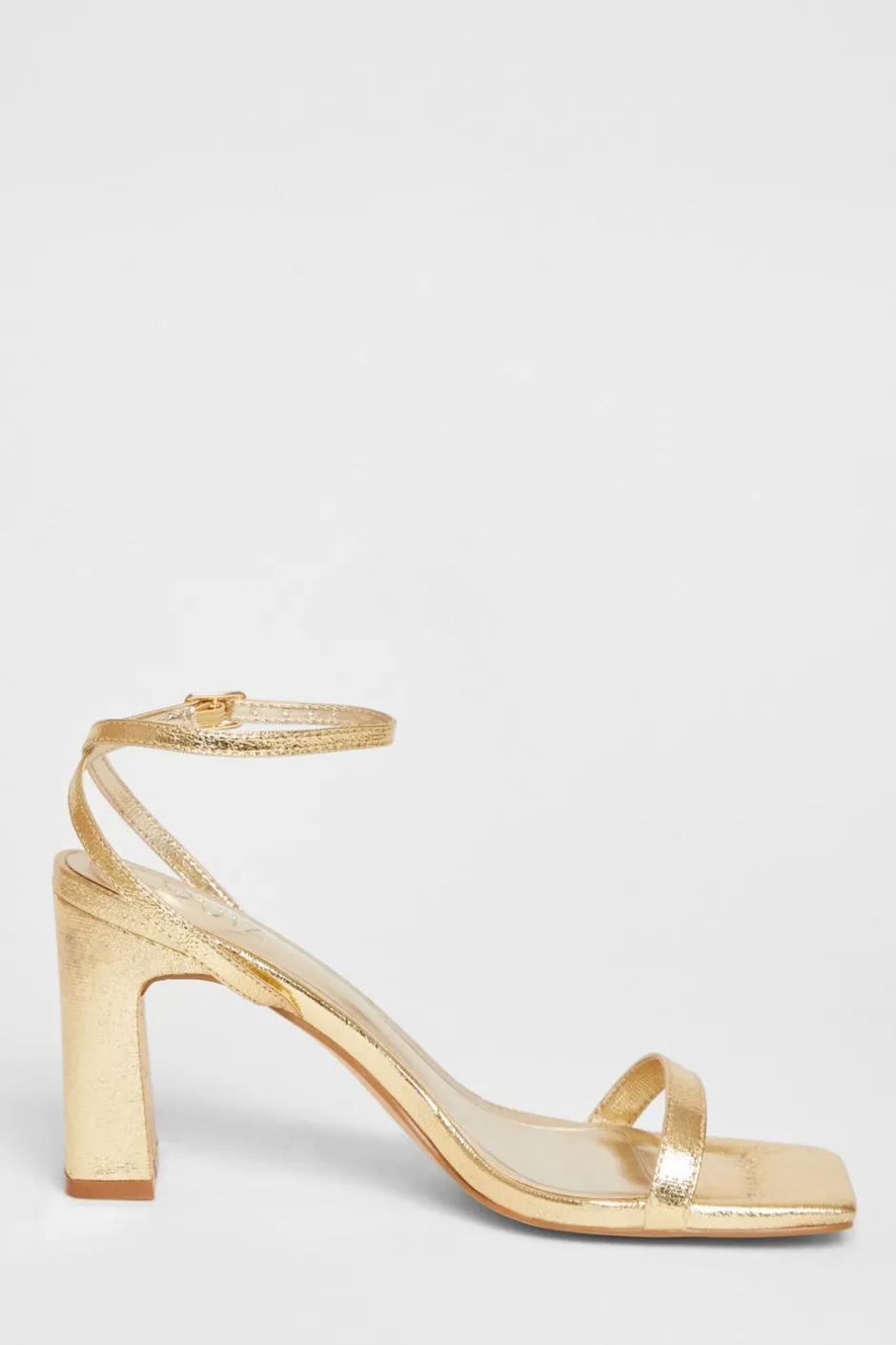 Quiz Barely There Block Heels Gold New