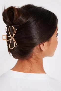 Quiz Bow Hair Claw Gold