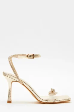 Quiz Gold Bow Heeled Sandals Online
