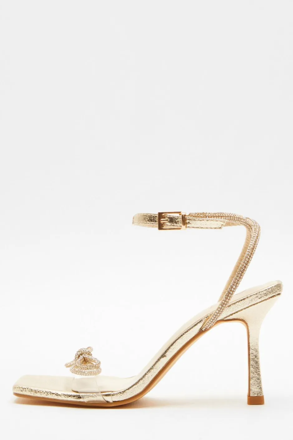 Quiz Gold Bow Heeled Sandals Online