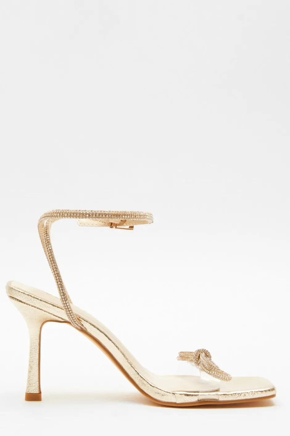 Quiz Gold Bow Heeled Sandals Online