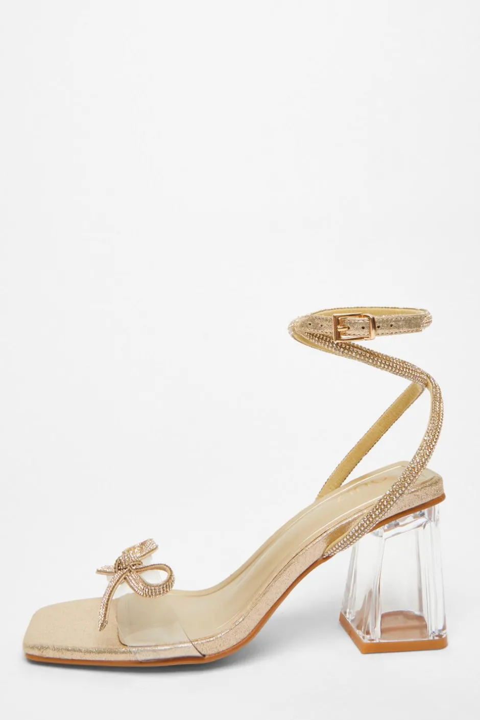 Quiz Gold Bow Heeled Sandals Outlet