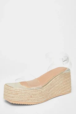 Quiz Clear Strap Wedges Gold Discount