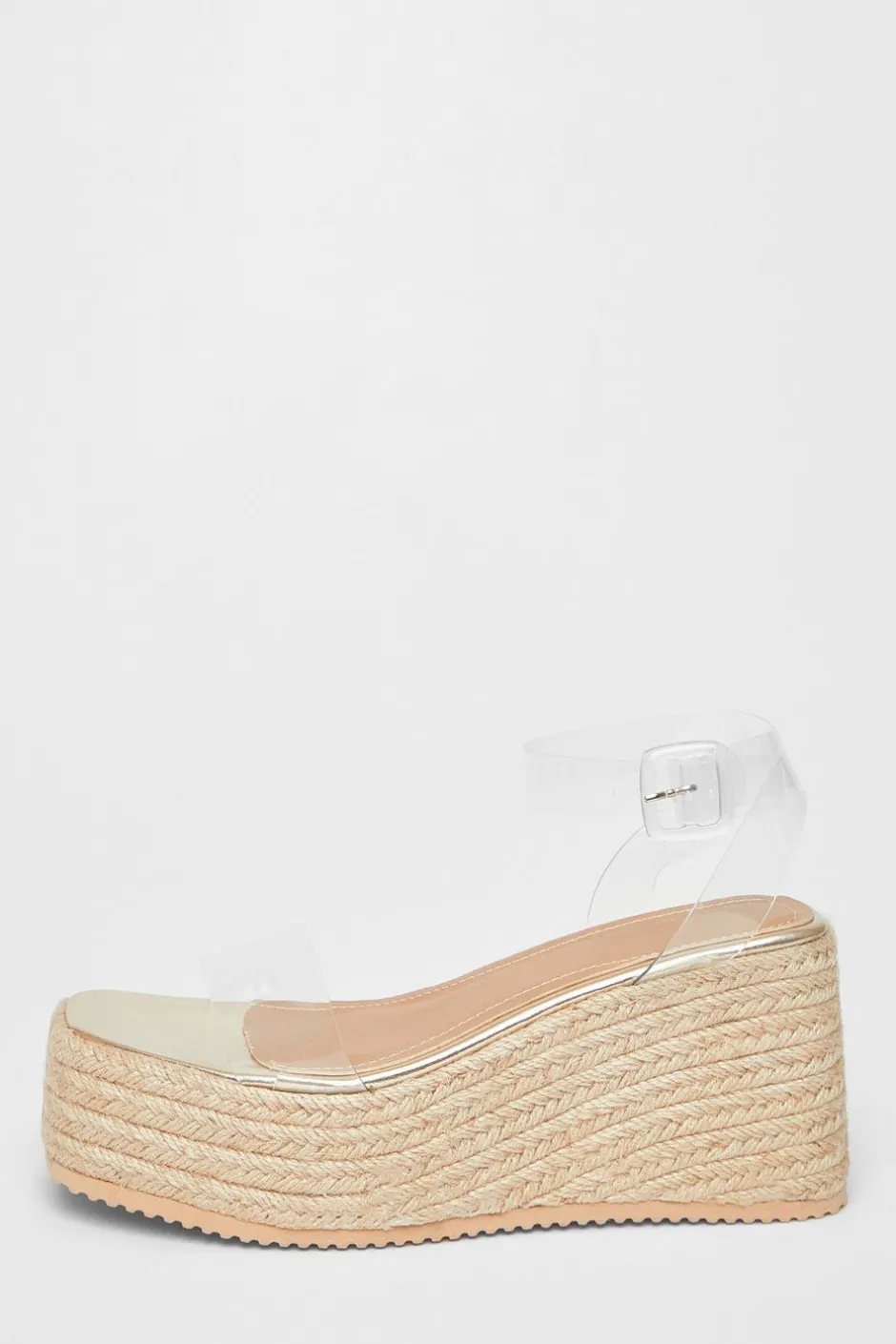 Quiz Clear Strap Wedges Gold Discount