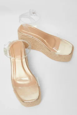 Quiz Clear Strap Wedges Gold Discount