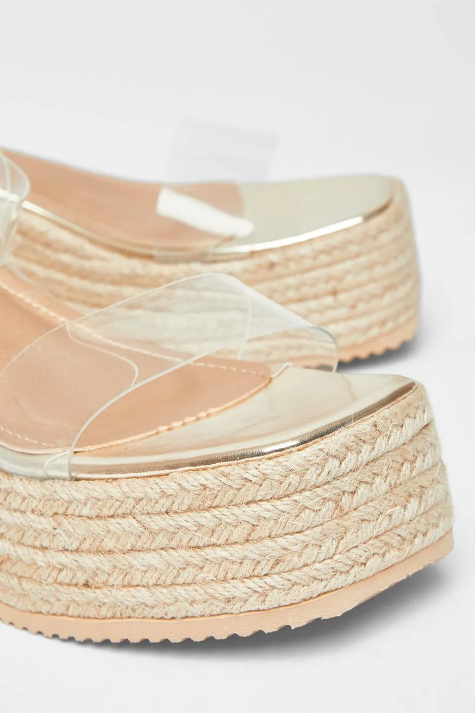 Quiz Clear Strap Wedges Gold Discount