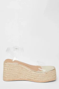 Quiz Clear Strap Wedges Gold Discount