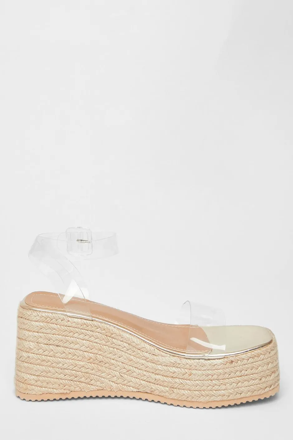 Quiz Clear Strap Wedges Gold Discount