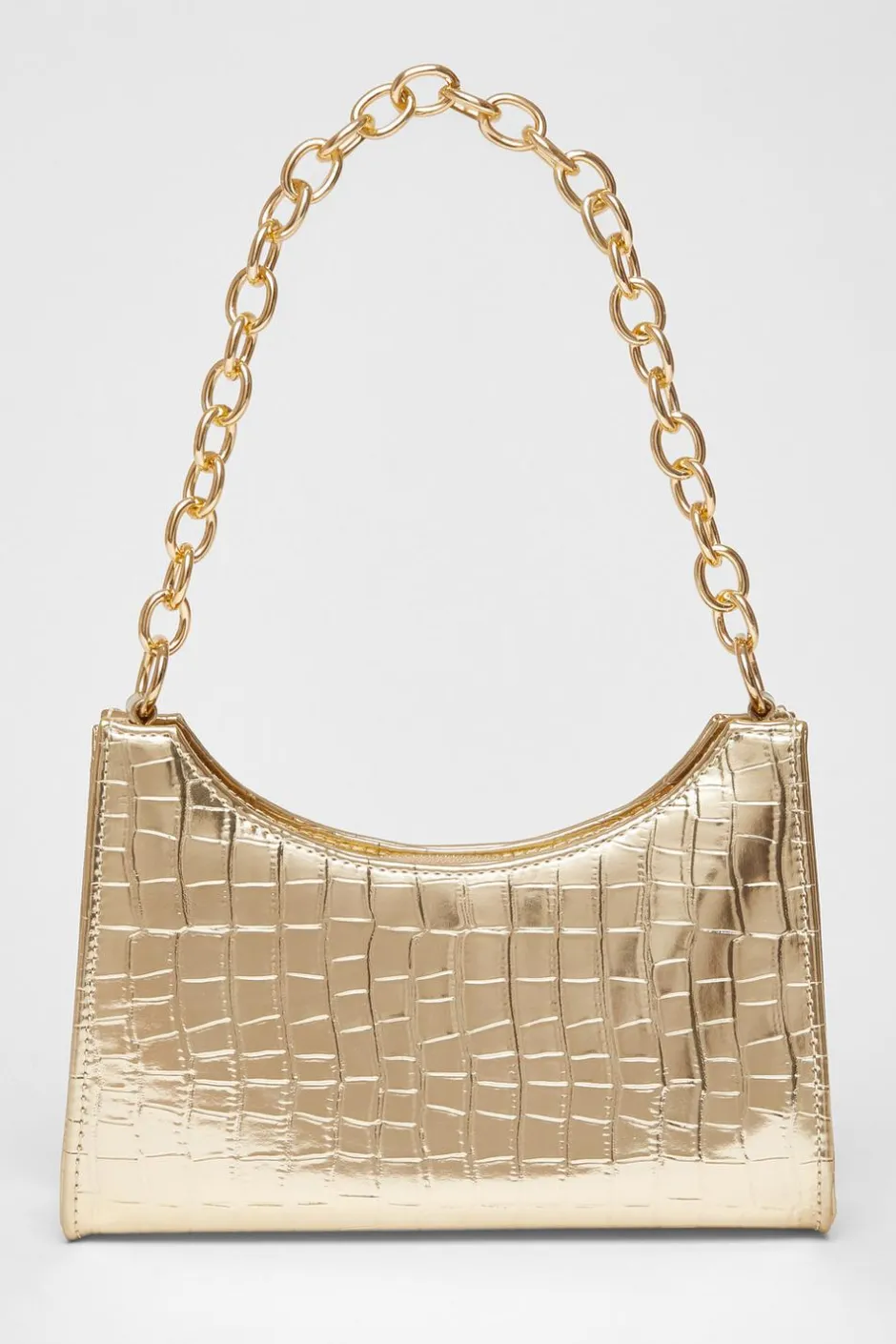 Quiz Croc Chain Strap Bag Gold New