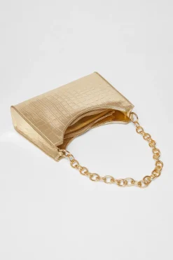 Quiz Croc Chain Strap Bag Gold New