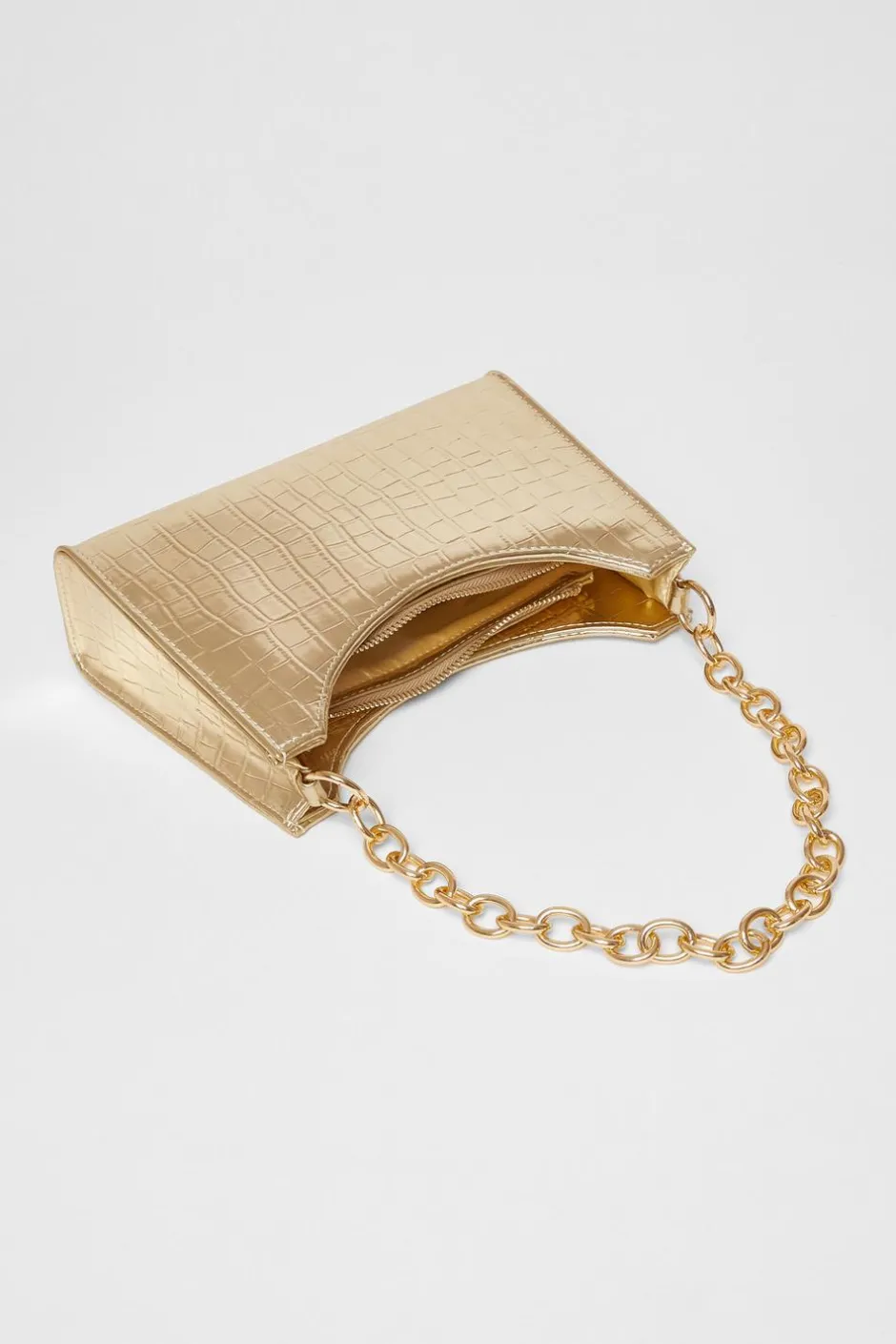 Quiz Croc Chain Strap Bag Gold New