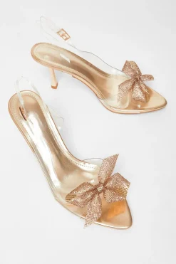 Quiz Diamante Bow Heels Gold Best