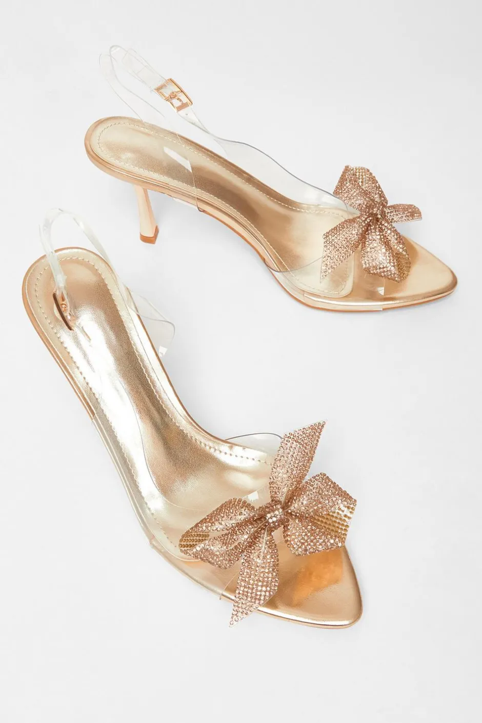 Quiz Diamante Bow Heels Gold Best