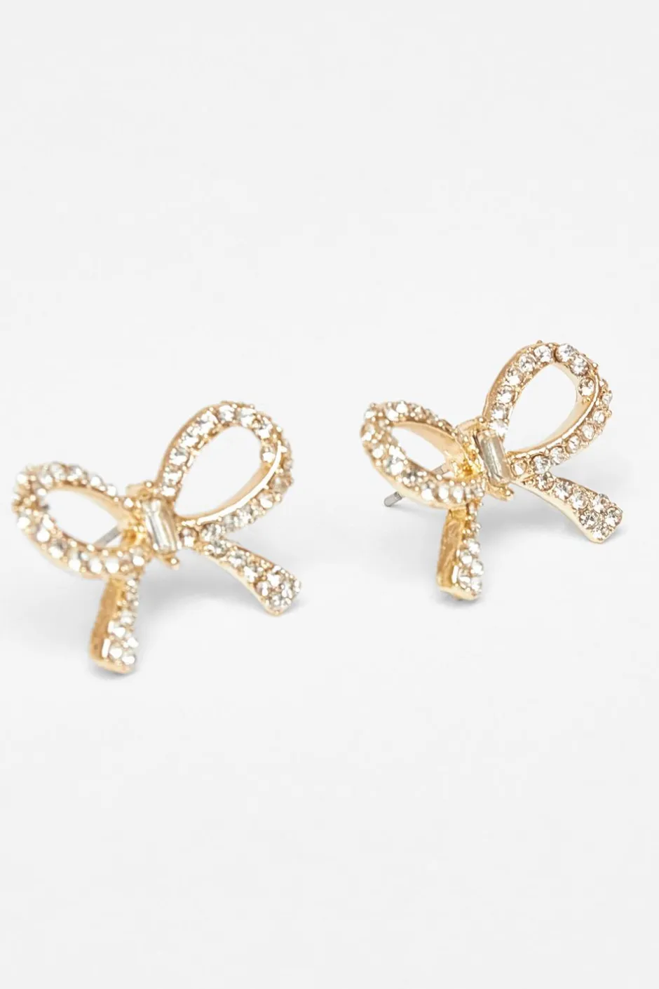 Quiz Diamante Bow Stud Earrings Gold Sale