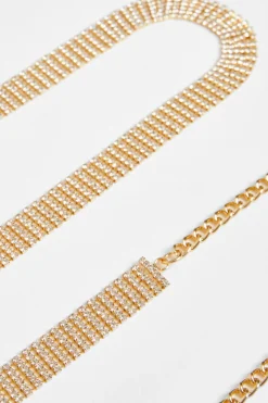 Quiz Diamante Chain Belt Gold Outlet