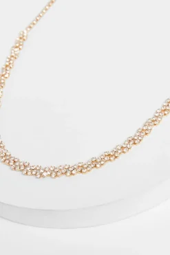 Quiz Gold Diamante Cluster Necklace Outlet