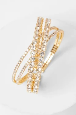 Quiz Diamante Cuff Bracelet Gold Hot