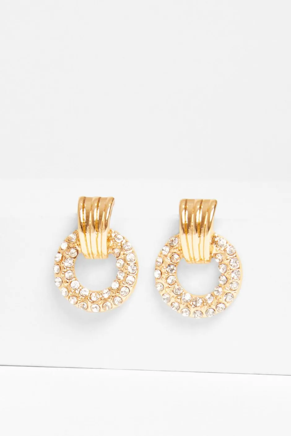 Quiz Gold Diamante Door Knocker Earrings Hot