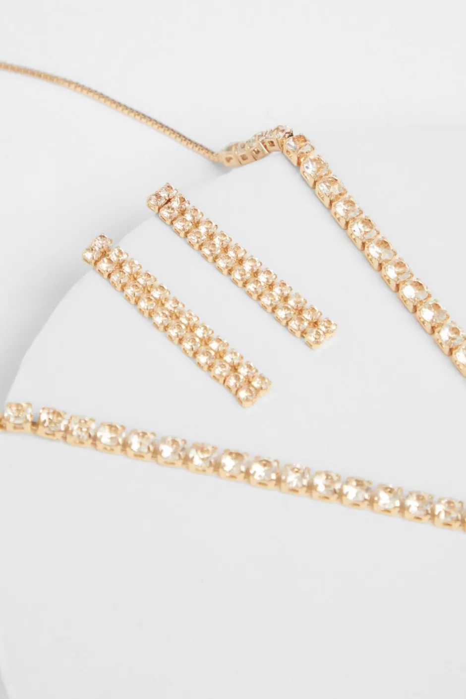 Quiz Gold Diamante Drop Jewellery Set Clearance