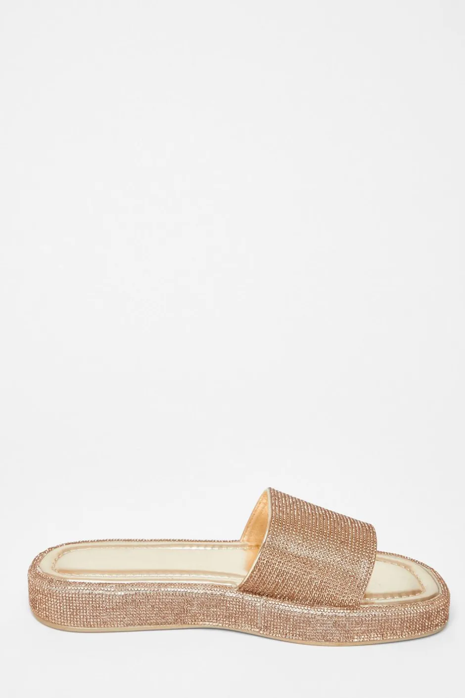 Quiz Diamante Flat Sandals Gold Outlet