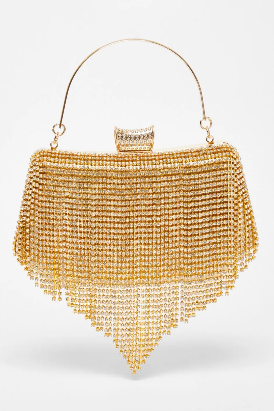Quiz Gold Diamante Fringe Box Bag Outlet