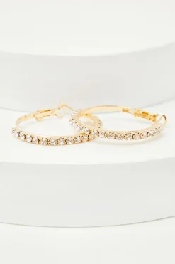 Quiz Diamante Hoop Earrings Gold Sale