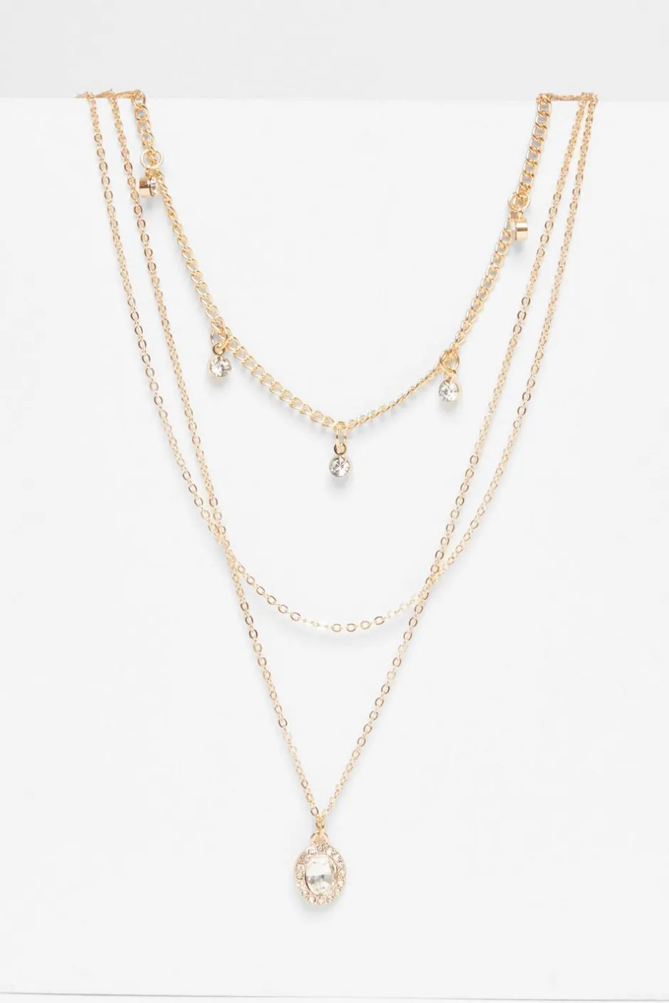 Quiz Diamante Jewel Layered Necklace Gold Best